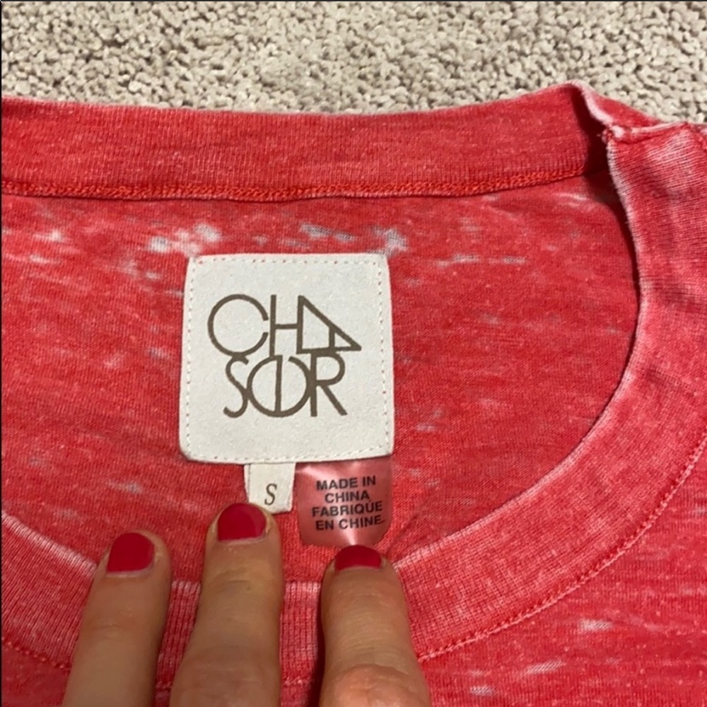 Chaser Shoulder Lace Red Burnout T-shirt - Picture 5 of 6